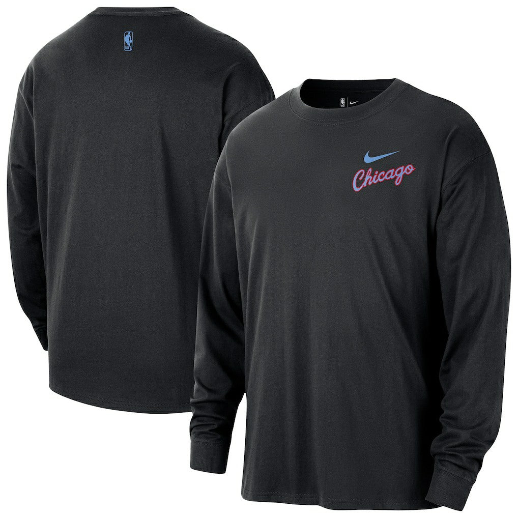Nike - Chicago Bulls 2025/26 City Edition Remix Essential Logo Long Sleeve T-Shirt - Black