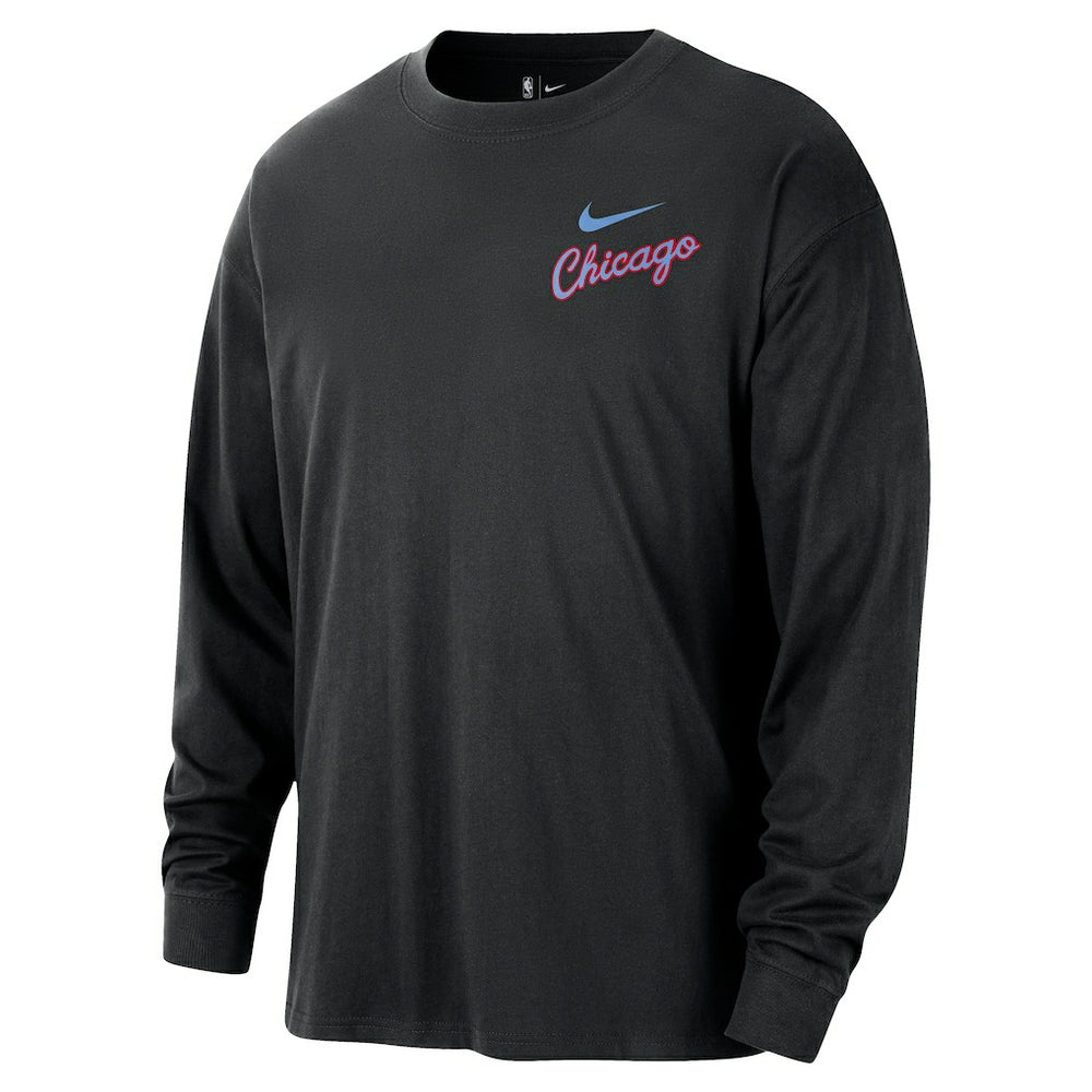 Nike - Chicago Bulls 2025/26 City Edition Remix Essential Logo Long Sleeve T-Shirt - Black