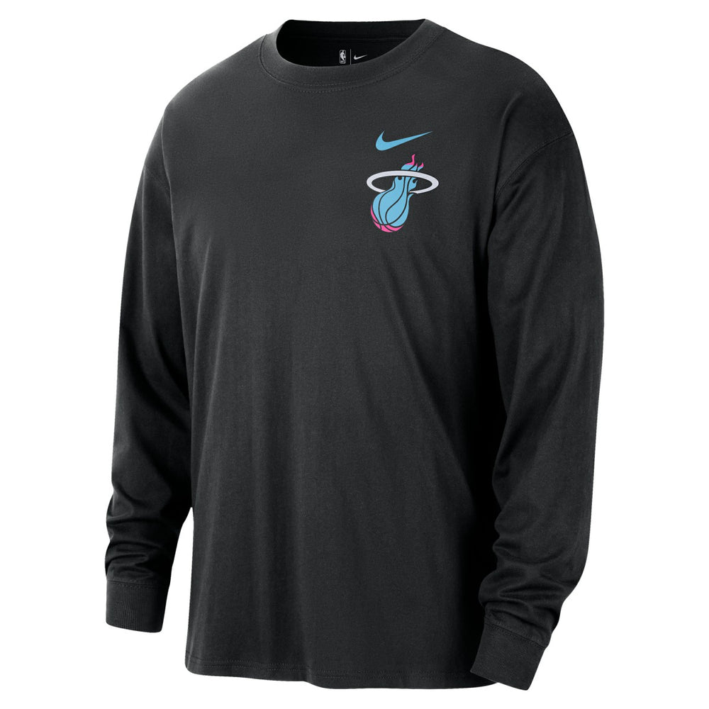 Nike - Miami Heat 2025/26 City Edition Remix Essential Logo Long Sleeve T-Shirt - Black