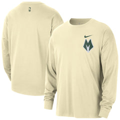 Nike - Milwaukee Bucks 2025/26 City Edition Remix Essential Logo Long Sleeve T-Shirt - Cream