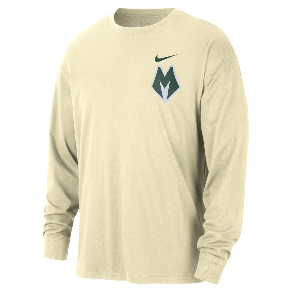 Nike - Milwaukee Bucks 2025/26 City Edition Remix Essential Logo Long Sleeve T-Shirt - Cream