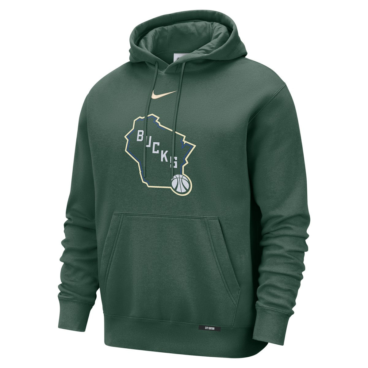 Nike - Milwaukee Bucks 2025/26 City Edition Essential Logo Remix Hoodie - Hunter Green