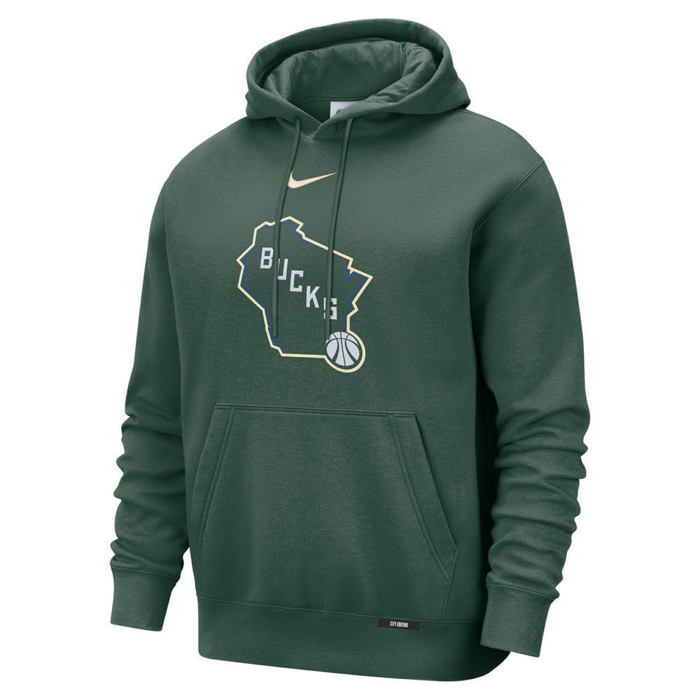 Nike - Milwaukee Bucks 2025/26 City Edition Essential Logo Remix Hoodie - Hunter Green
