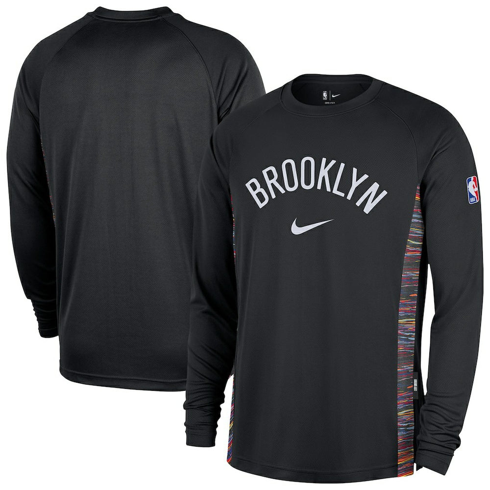 Nike - Brooklyn Nets 2025/26 City Edition Authentic Pregame Dri-FIT Long Sleeve Shooting T-Shirt - Black