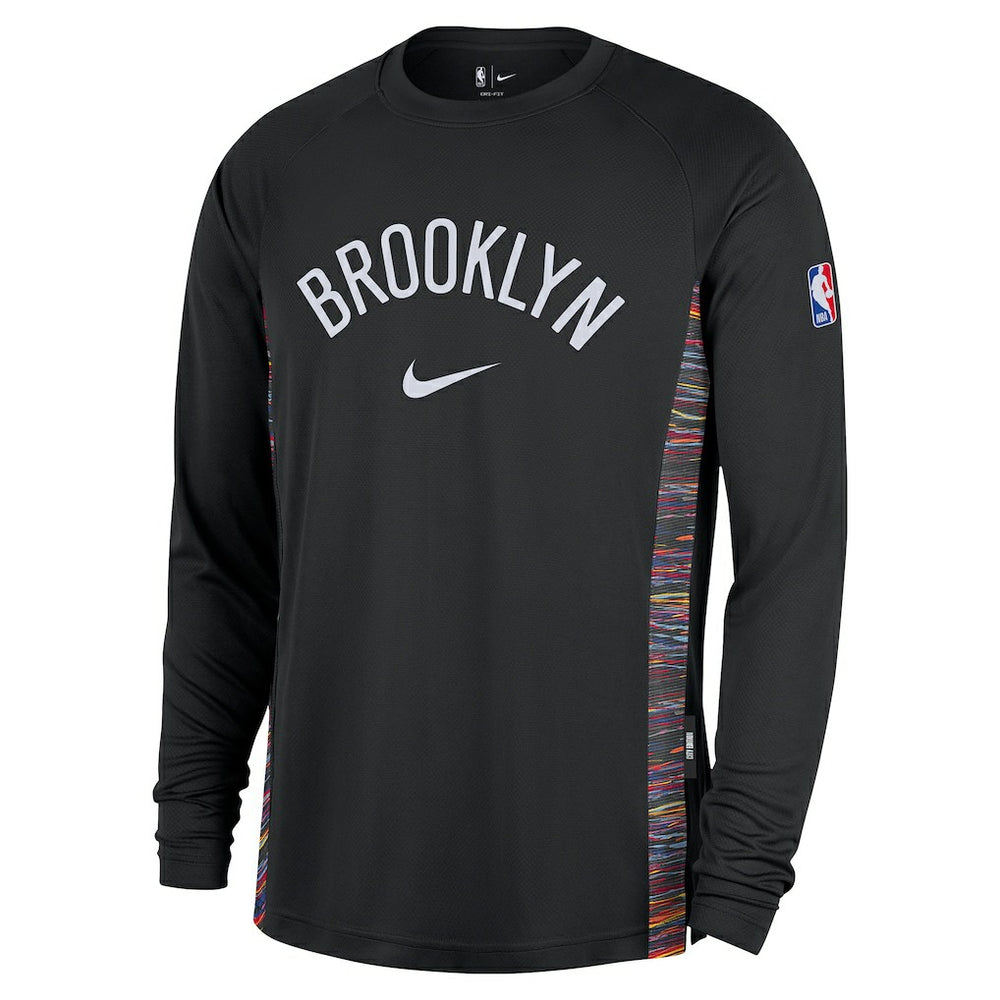 Nike - Brooklyn Nets 2025/26 City Edition Authentic Pregame Dri-FIT Long Sleeve Shooting T-Shirt - Black