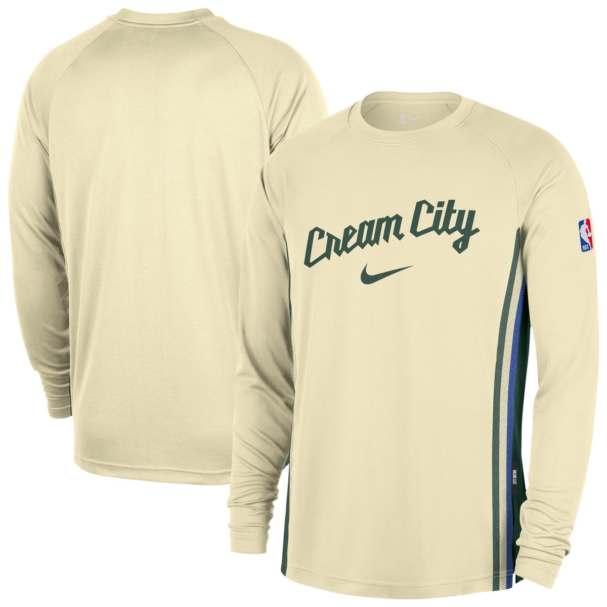 Nike - Milwaukee Bucks 2025/26 City Edition Authentic Pregame Dri-FIT Long Sleeve Shooting T-Shirt - Cream