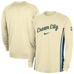Nike - Milwaukee Bucks 2025/26 City Edition Authentic Pregame Dri-FIT Long Sleeve Shooting T-Shirt - Cream