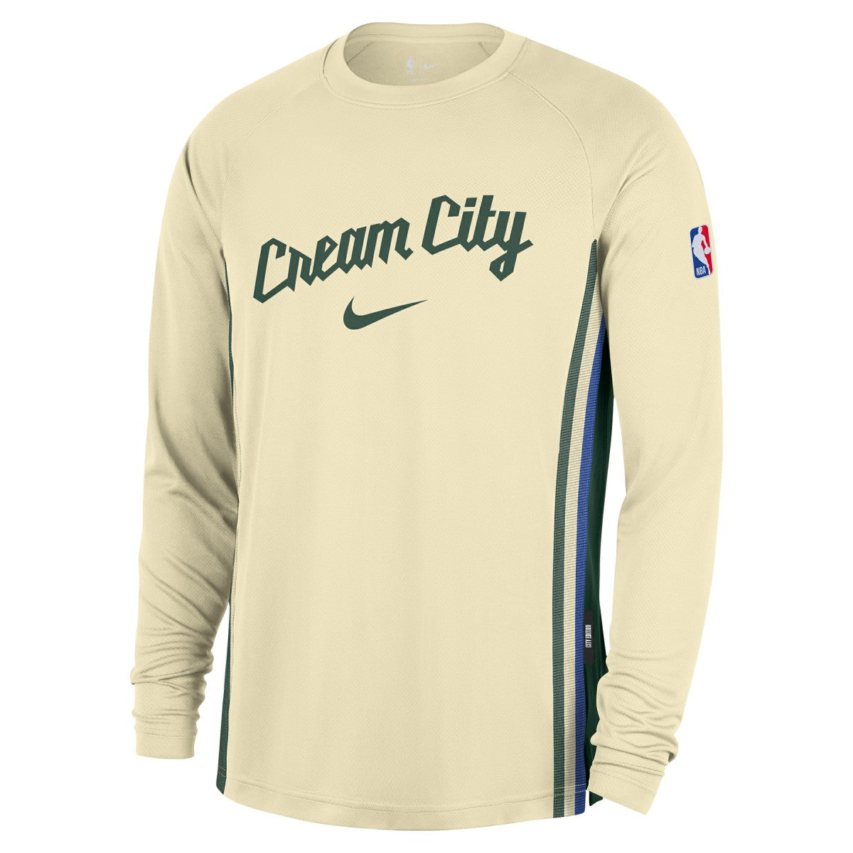 Nike - Milwaukee Bucks 2025/26 City Edition Authentic Pregame Dri-FIT Long Sleeve Shooting T-Shirt - Cream