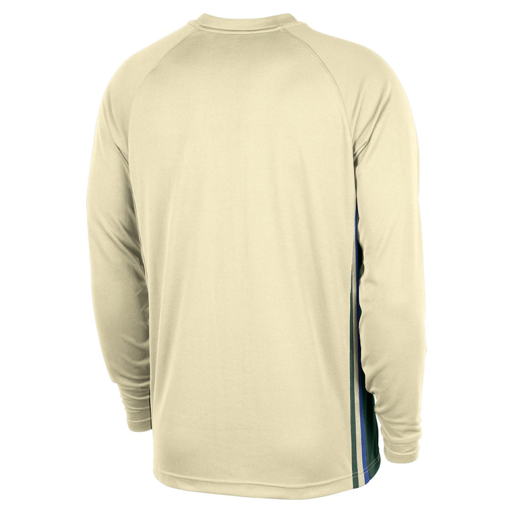 Nike - Milwaukee Bucks 2025/26 City Edition Authentic Pregame Dri-FIT Long Sleeve Shooting T-Shirt - Cream