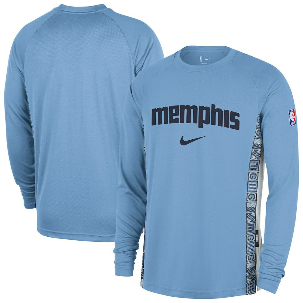 Nike - Memphis Grizzlies 2025/26 City Edition Authentic Pregame Dri-FIT Long Sleeve Shooting T-Shirt - Light Blue