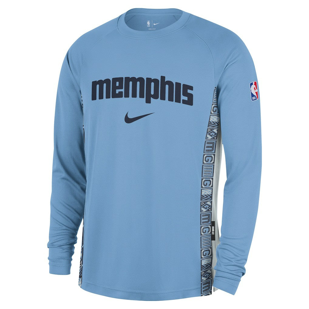 Nike - Memphis Grizzlies 2025/26 City Edition Authentic Pregame Dri-FIT Long Sleeve Shooting T-Shirt - Light Blue
