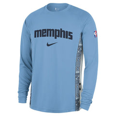 Nike - Memphis Grizzlies 2025/26 City Edition Authentic Pregame Dri-FIT Long Sleeve Shooting T-Shirt - Light Blue