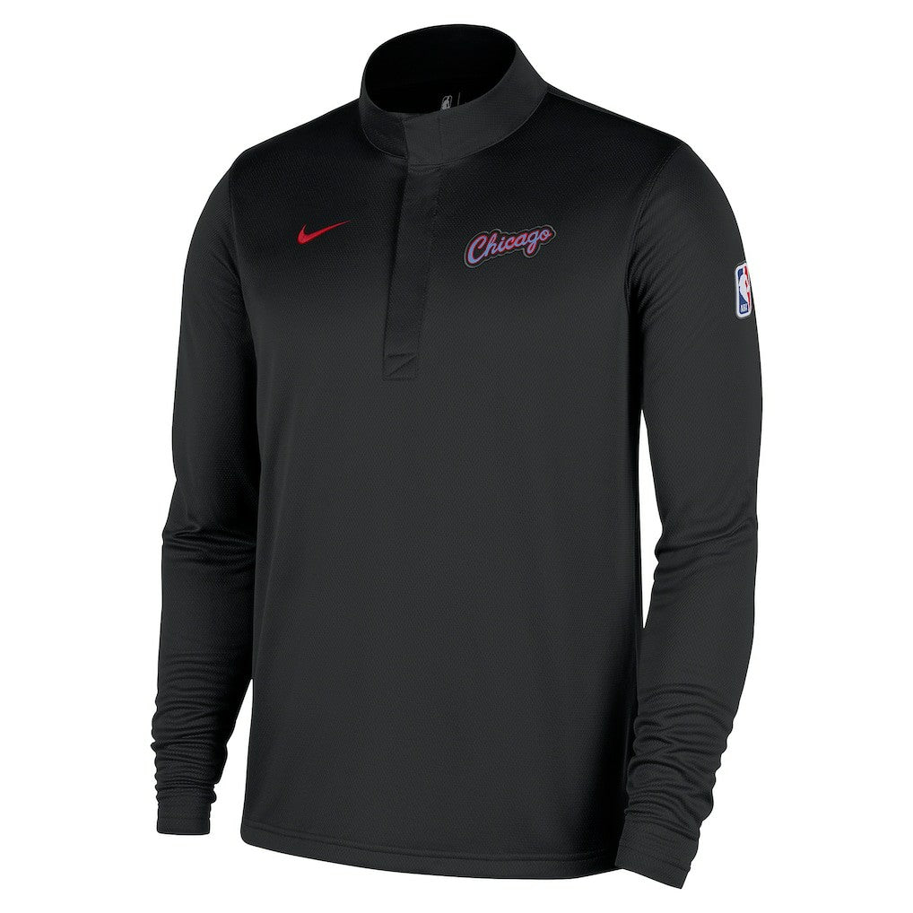 Nike - Chicago Bulls 2025/26 City Edition Remix Authentic Coaches Dri-FIT Half-Zip Top - Black