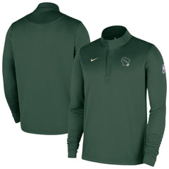Nike - Milwaukee Bucks 2025/26 City Edition Remix Authentic Coaches Dri-FIT Half-Zip Top - Hunter Green