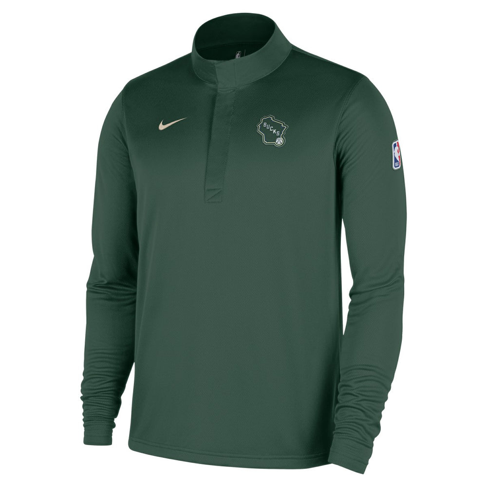 Nike - Milwaukee Bucks 2025/26 City Edition Remix Authentic Coaches Dri-FIT Half-Zip Top - Hunter Green