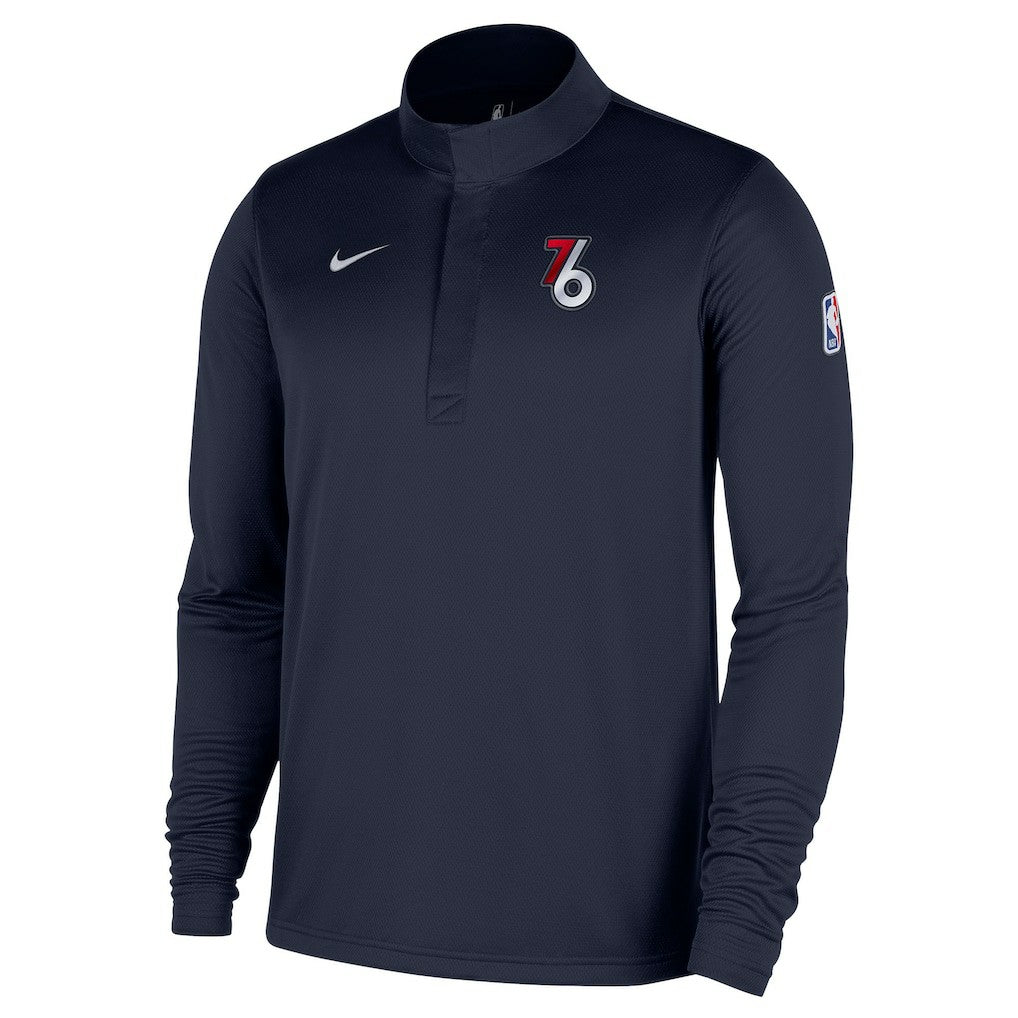 Nike - Philadelphia 76ers 2025/26 City Edition Remix Authentic Coaches Dri-FIT Half-Zip Pullover - Navy