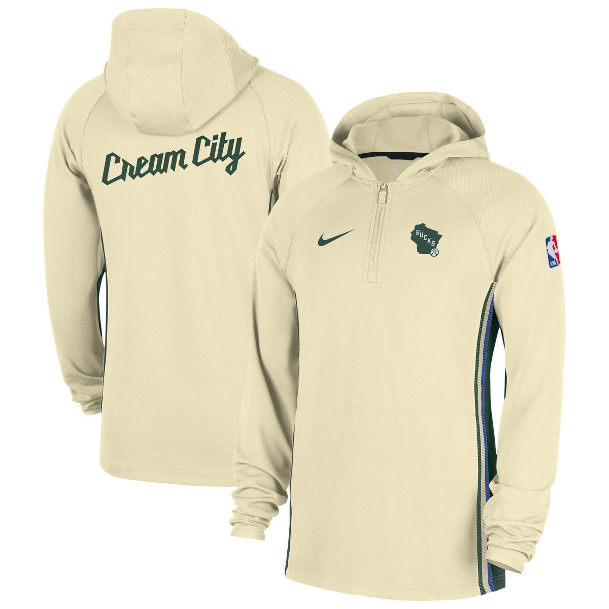 Nike - Milwaukee Bucks 2025/26 City Edition Remix Authentic On-Court Quarter-Zip Dri-FIT Hooded Jacket - White