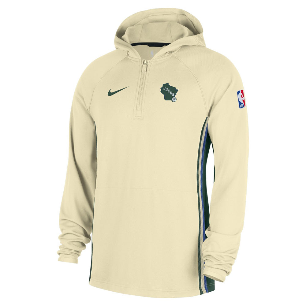 Nike - Milwaukee Bucks 2025/26 City Edition Remix Authentic On-Court Quarter-Zip Dri-FIT Hooded Jacket - White