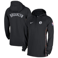 Nike - Brooklyn Nets 2025/26 City Edition Remix Authentic On-Court Quarter-Zip Dri-FIT Hooded Jacket - Black