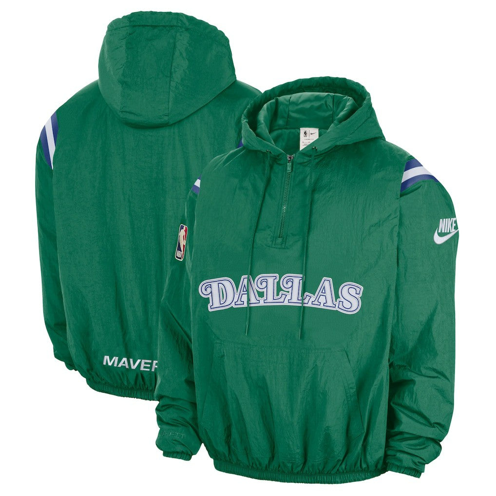 Nike - Dallas Mavericks Hardwood Classics Therma-FIT Half-Zip Hooded Windbreaker - Green