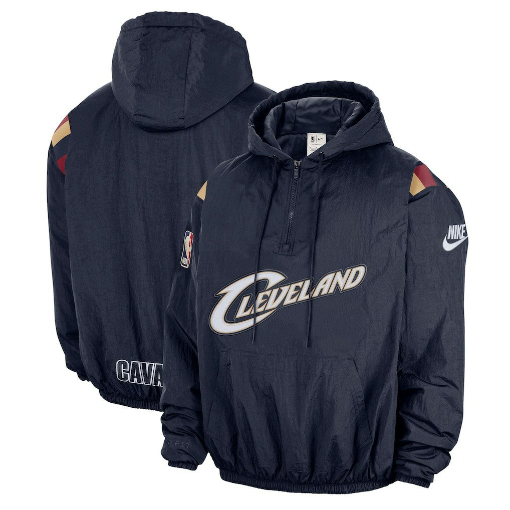 Nike - Cleveland Cavaliers Hardwood Classics Therma-FIT Half-Zip Hooded Windbreaker - Navy