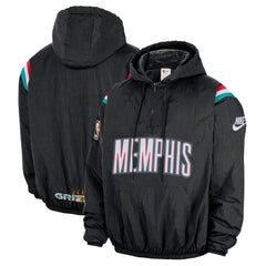 Nike - Memphis Grizzlies Hardwood Classics Therma-FIT Half-Zip Hooded Windbreaker - Black