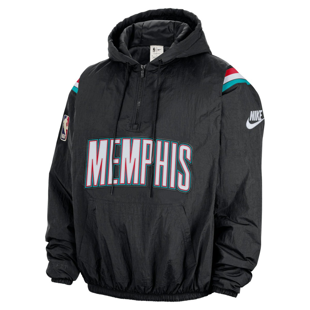 Nike - Memphis Grizzlies Hardwood Classics Therma-FIT Half-Zip Hooded Windbreaker - Black