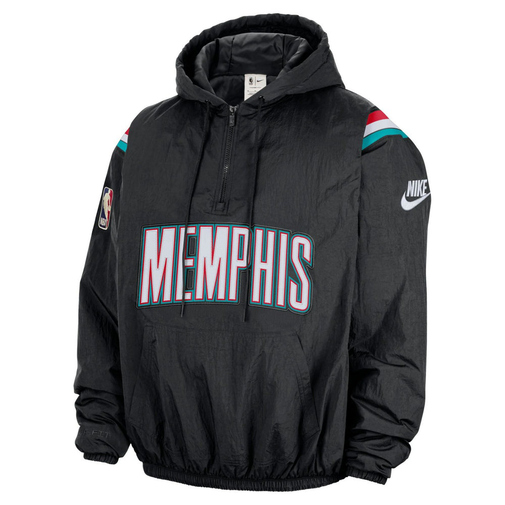 Nike - Memphis Grizzlies Hardwood Classics Therma-FIT Half-Zip Hooded Windbreaker - Black