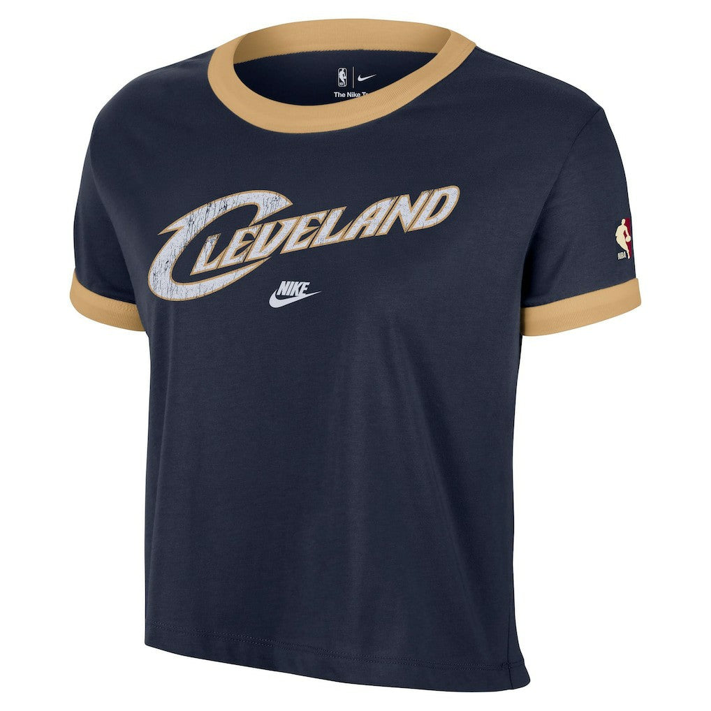 Nike - Cleveland Cavaliers Women's Classic Edition Hardwood Classics Essential Vintage Ringer T-Shirt - Navy