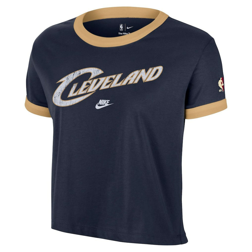 Nike - Cleveland Cavaliers Women's Classic Edition Hardwood Classics Essential Vintage Ringer T-Shirt - Navy