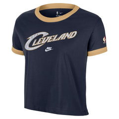 Nike - Cleveland Cavaliers Women's Classic Edition Hardwood Classics Essential Vintage Ringer T-Shirt - Navy