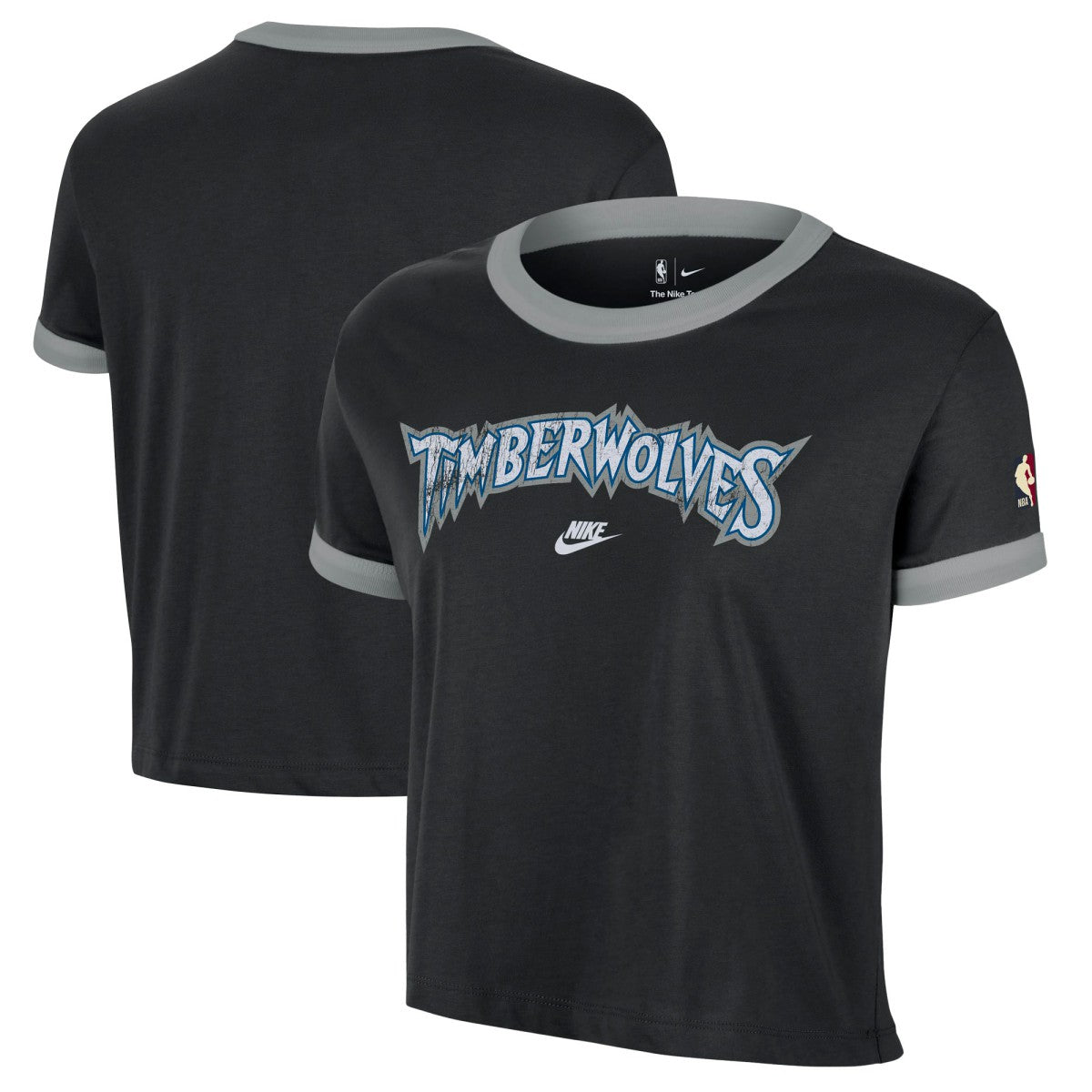 Nike - Minnesota Timberwolves Women's Classic Edition Hardwood Classics Essential Vintage Ringer T-Shirt - Black