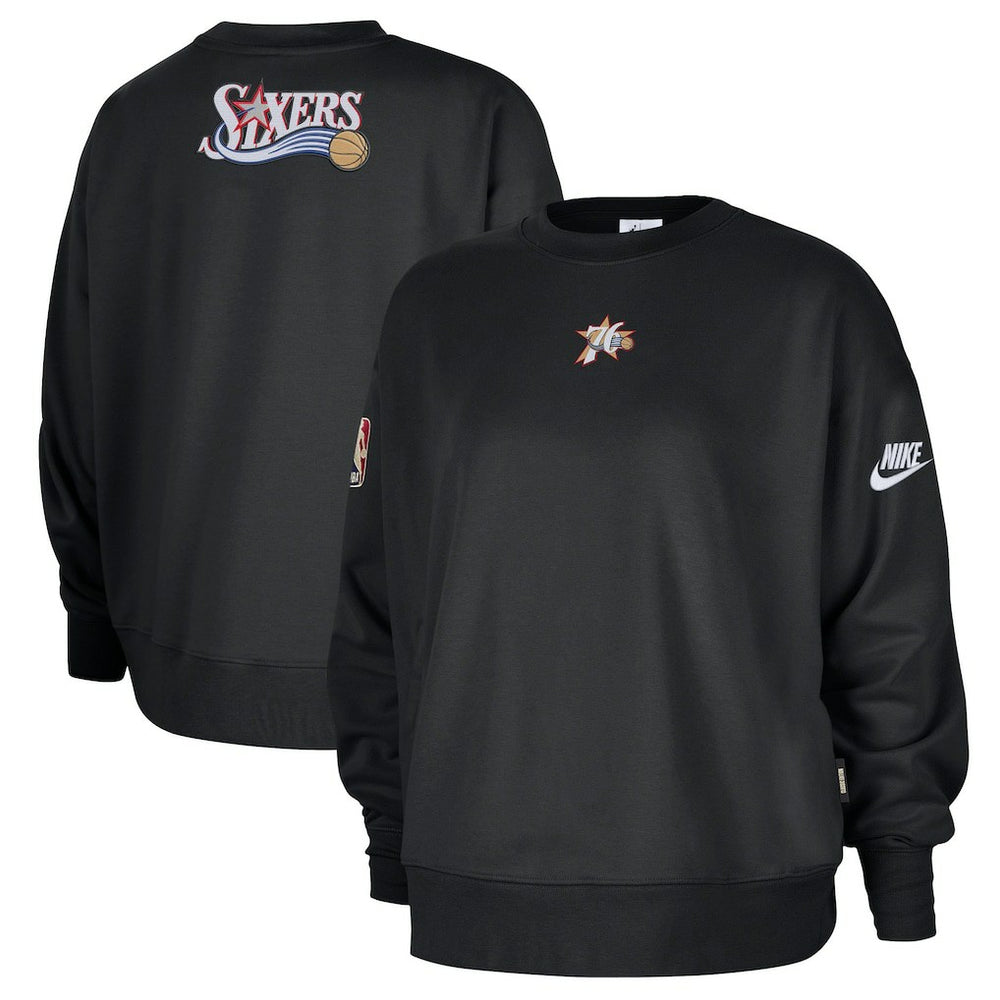Nike - Philadelphia 76ers Women's Classic Edition Hardwood Classics Premium Phoenix Fleece Sweatshirt - Black