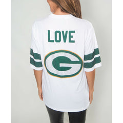 Jordan Love Green Bay Packers Cuce Women's Crystal V-Neck Tunic White - NFL