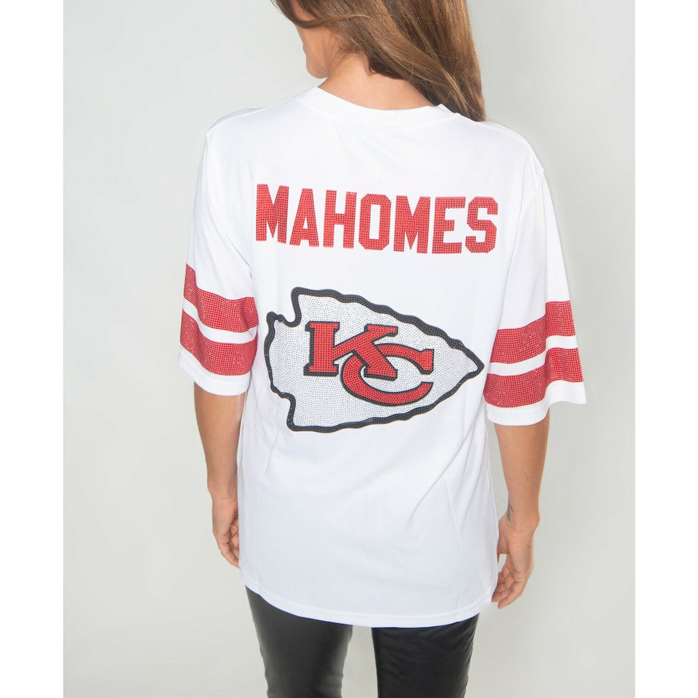 Kansas City Chiefs Cuce Women's Crystal V-Neck Tunic White - NFL