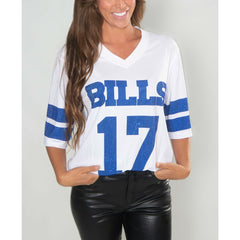 Josh Allen Buffalo Bills Cuce Women's Crystal V-Neck Tunic White - NFL