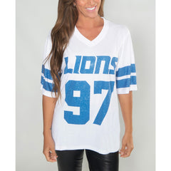 Aidan Hutchinson Detroit Lions Cuce Women's Crystal V-Neck Tunic White - NFL