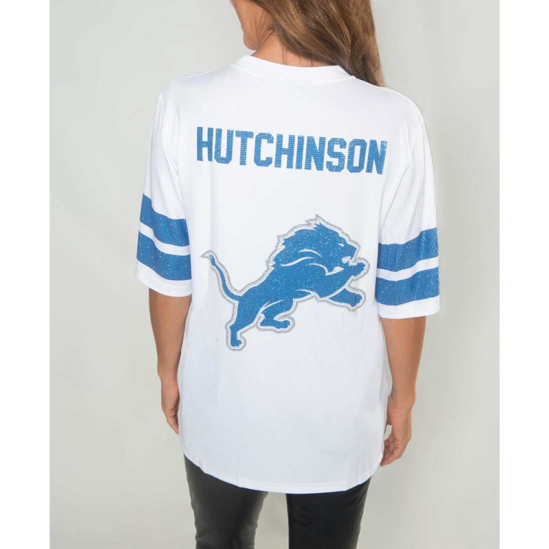 Aidan Hutchinson Detroit Lions Cuce Women's Crystal V-Neck Tunic White - NFL
