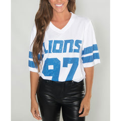 Aidan Hutchinson Detroit Lions Cuce Women's Crystal V-Neck Tunic White - NFL