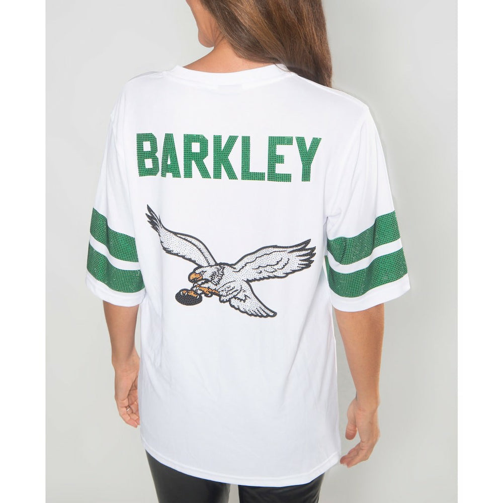 Saquon Barkley Philadelphia Eagles Cuce Women's Crystal V-Neck Tunic White - NFL