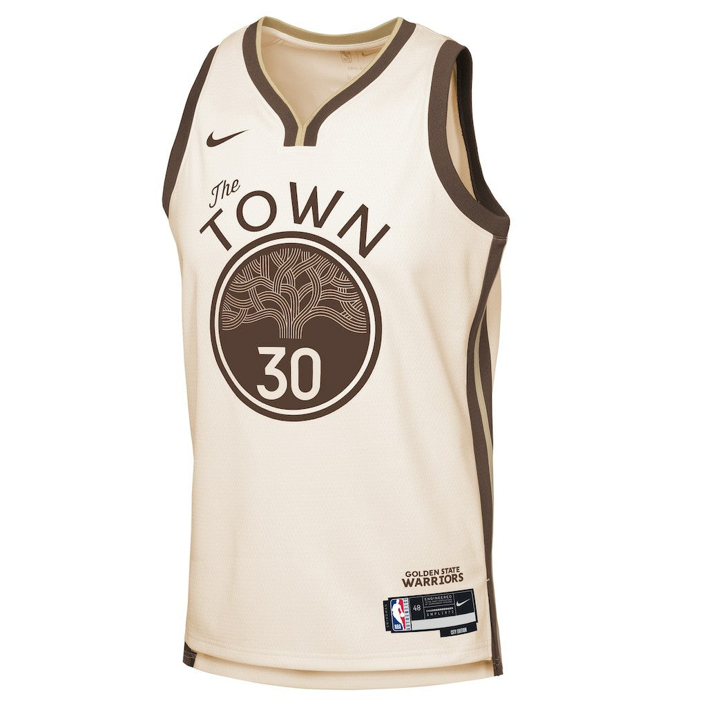 Nike - Stephen Curry Golden State Warriors Youth 2025/26 City Edition Swingman Jersey - Tan