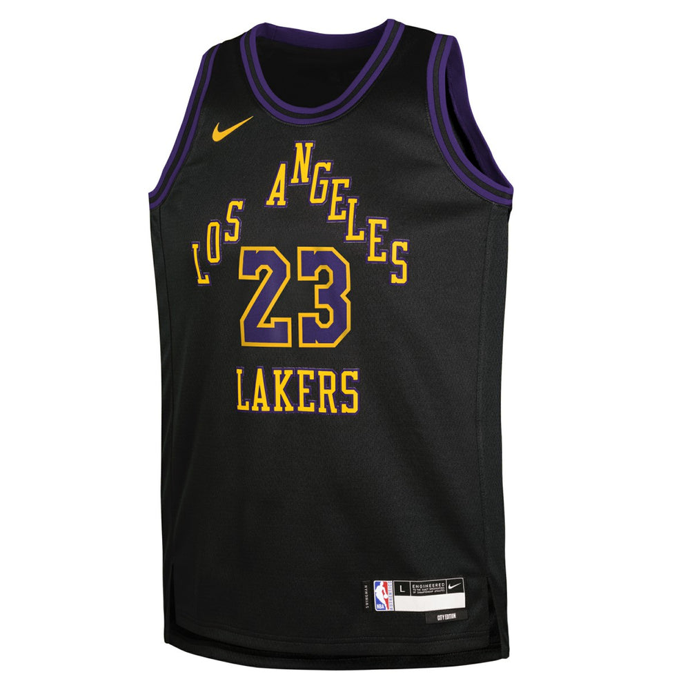 Nike - LeBron James Los Angeles Lakers Youth 2025/26 City Edition Swingman Jersey - Black