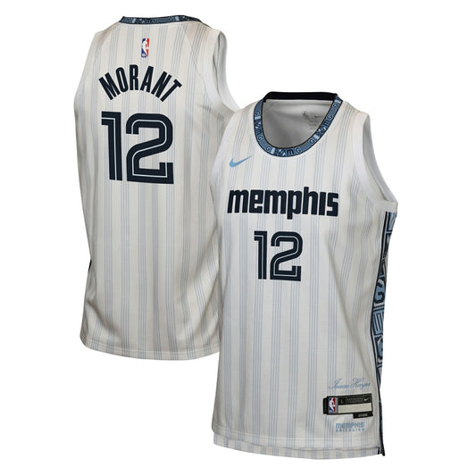 Ja Morant Memphis Grizzlies Youth 2025/26 City Edition Swingman Jersey - White | NBA Jerseys