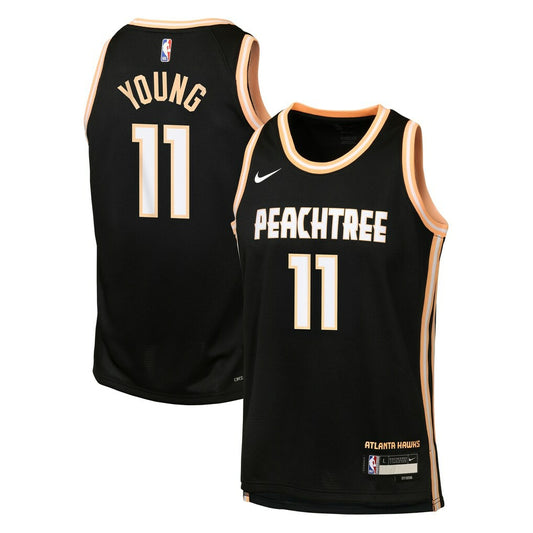 Trae Young Atlanta Hawks Youth 2025/26 City Edition Swingman Jersey - Black | NBA Jerseys