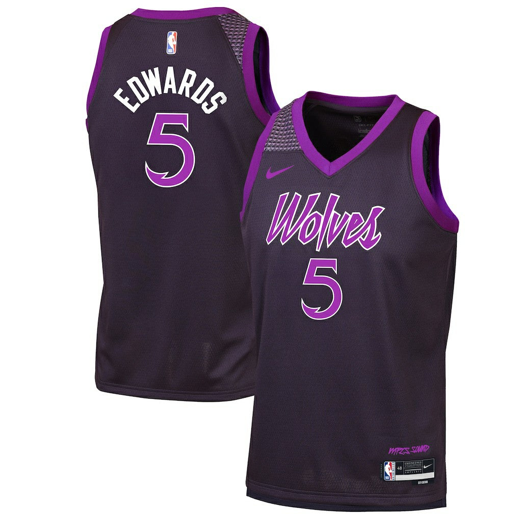 Nike - Anthony Edwards Minnesota Timberwolves Youth 2025/26 City Edition Swingman Jersey - Purple