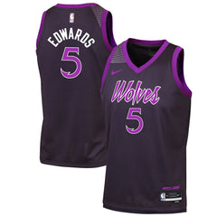 Nike - Anthony Edwards Minnesota Timberwolves Youth 2025/26 City Edition Swingman Jersey - Purple