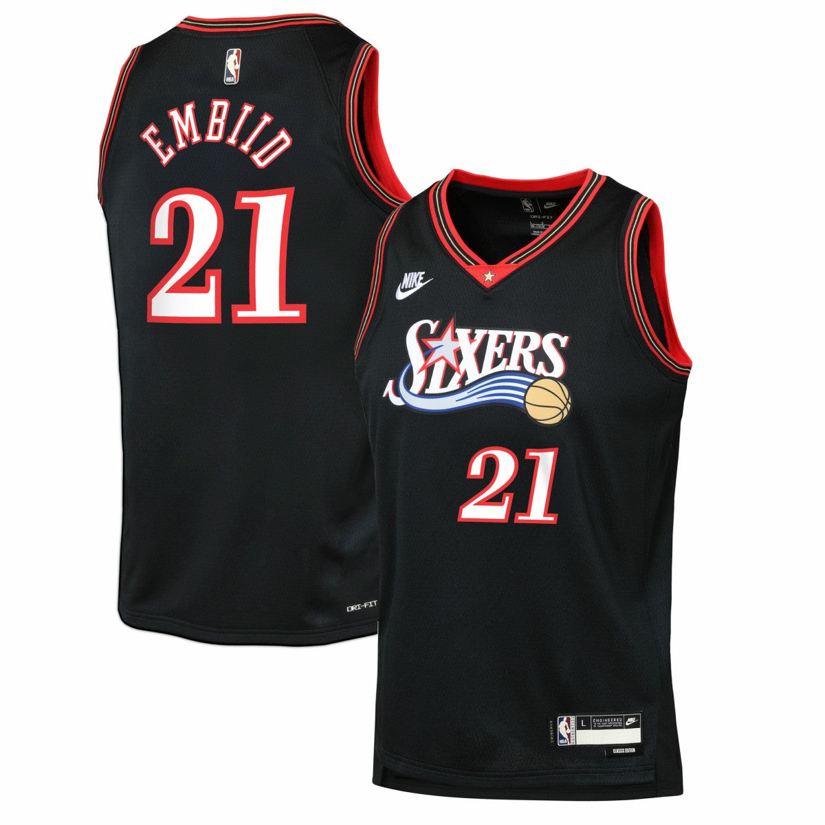 Nike - Joel Embiid Philadelphia 76ers Youth Swingman Jersey - Classic Edition - Black