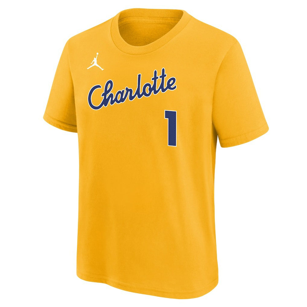 Nike - LaMelo Ball Charlotte Hornets Youth 2025/26 City Edition Name & Number T-Shirt - Yellow