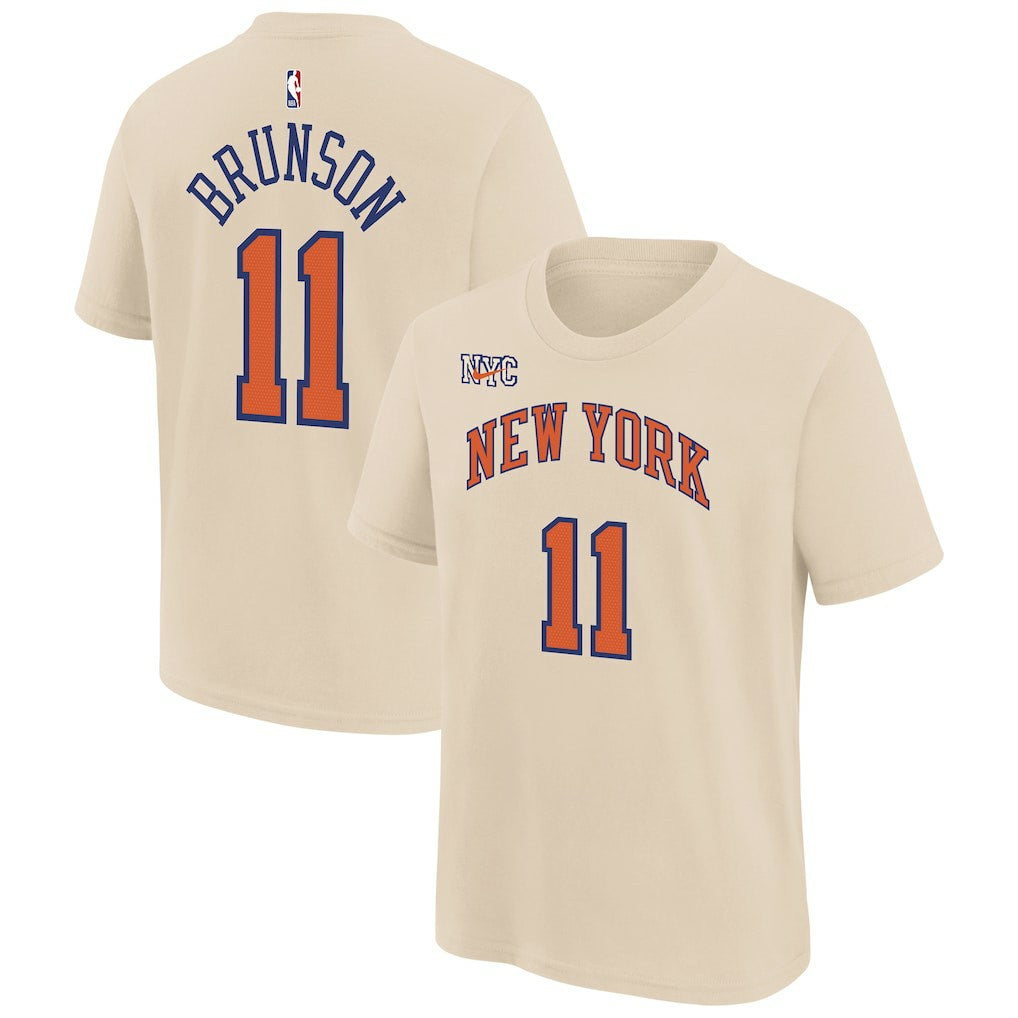 Nike - Jalen Brunson New York Knicks Youth 2025/26 City Edition Name & Number T-Shirt - Cream