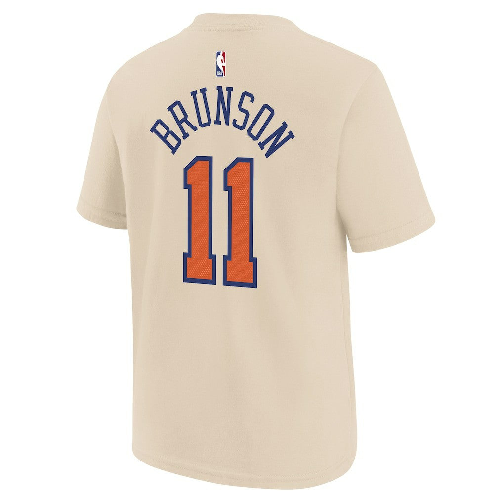 Nike - Jalen Brunson New York Knicks Youth 2025/26 City Edition Name & Number T-Shirt - Cream